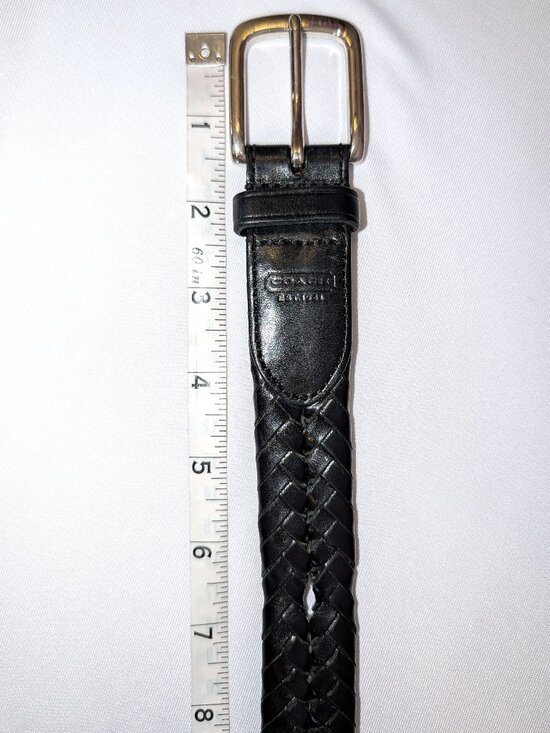 Coach | Unisex Black Braided Leather Belt with Silver Buckle | Size 32\